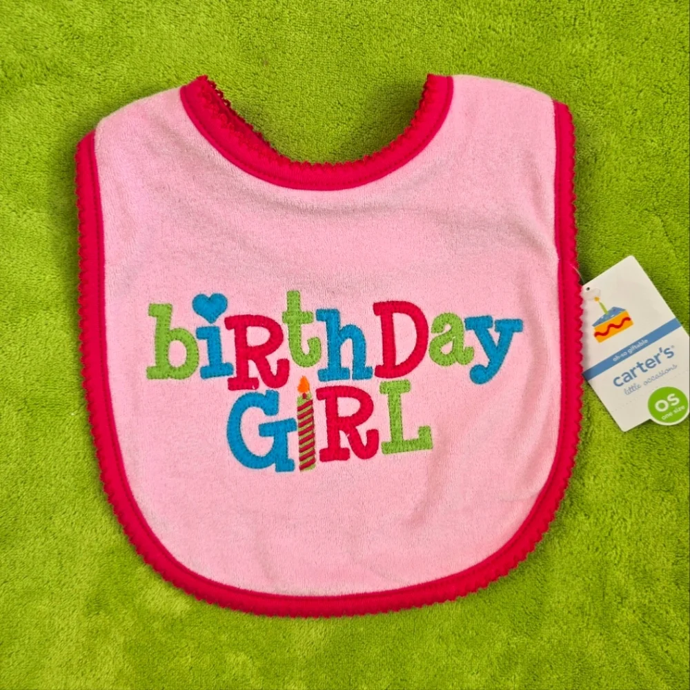NWT  FIRST 1st Birthday Girl BIB  X Large 9x9